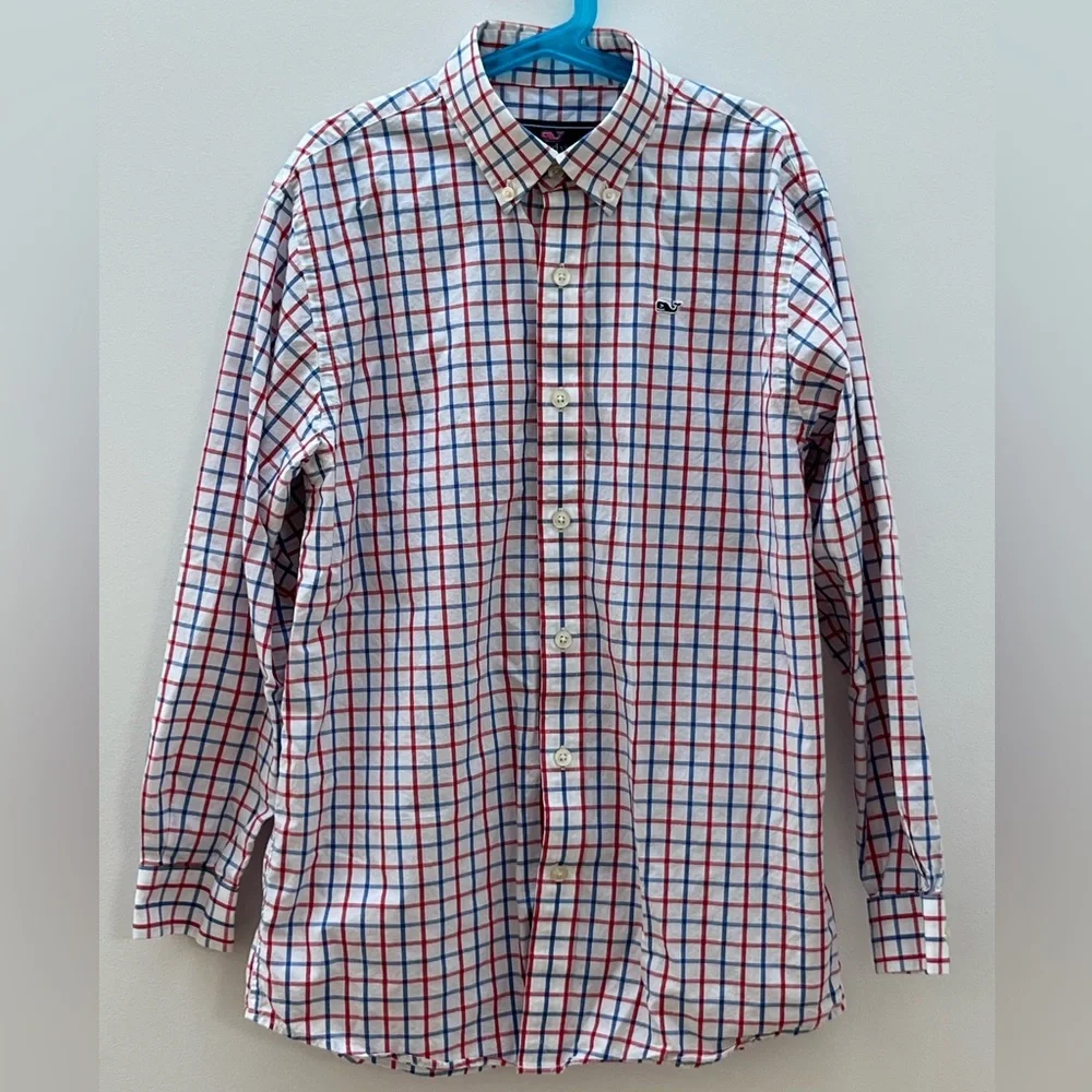 Like New Whale Shirt Button Down Vineyard Vines 100% Cotton Boys Medium - Picture 2 of 9
